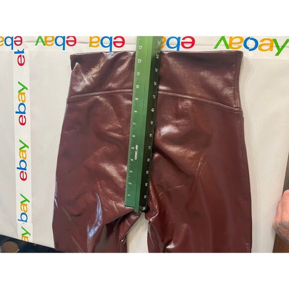 Spanx Leggings Faux Patent Leather Ruby Glossy Sz Medium High‎ Waist Stretch NEW - Picture 8 of 10